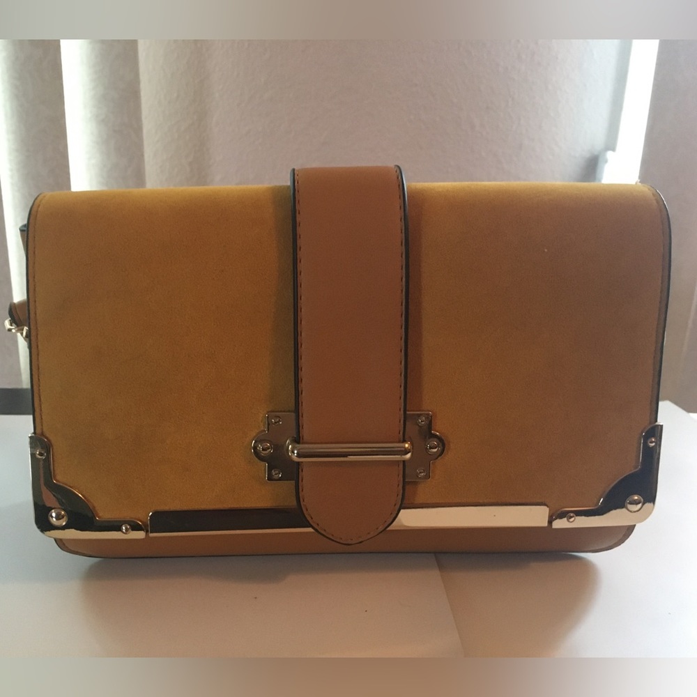 nii G faux leather and suede tan crossbody bag